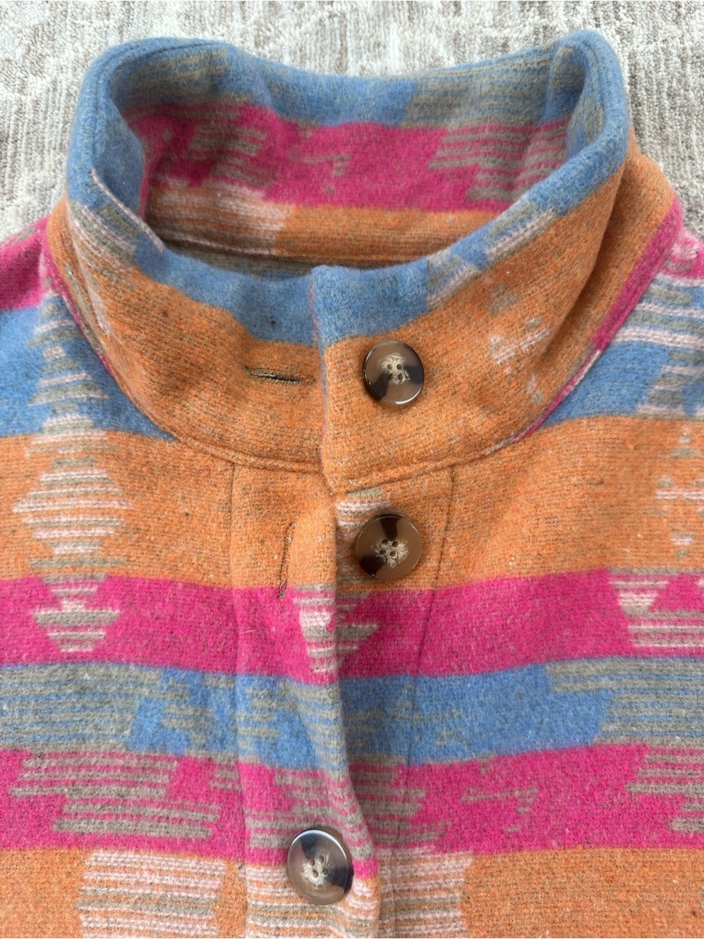 Outdoor Collection Wool Blend Multi Color Aztec Boho Geometric Pattern Jacket- M - Picture 5 of 9